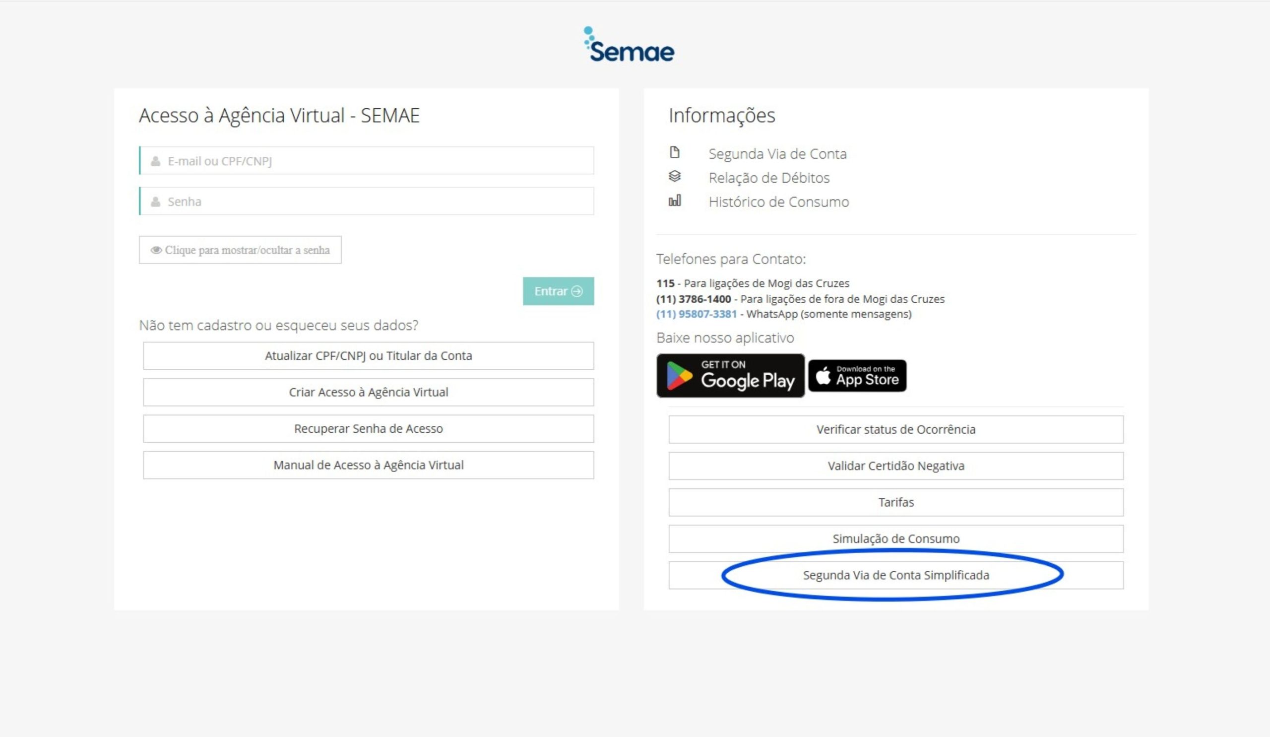 Semae Mogi das Cruzes disponibiliza 2ª via de conta simplificada, na Agência Virtual